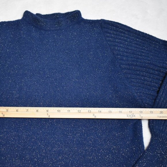 Nanette Lepore Metallic Sweater Sz XS Mock Neck Balloon Sleeve Retro Boho Party - Picture 8 of 11